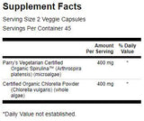 Izdelana z organsko spirulino in Chlorella 400 mg 90 kapsul