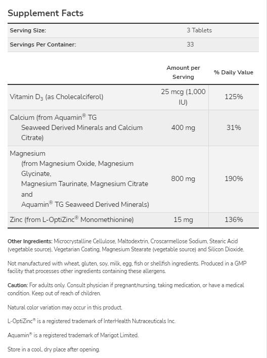 Magnezij in kalcij | z vitaminom D3 in L -Optizinc - 250 tablet