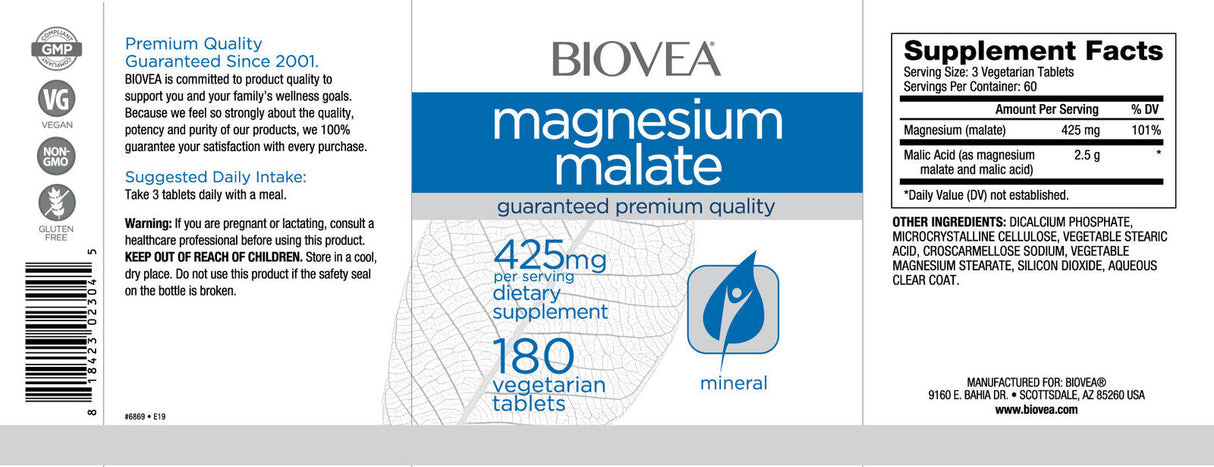 Magnezij malate 425 mg / 180 zavihkov