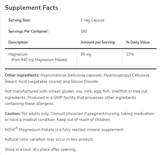 Magnezij malate 840 mg - 180 kapsul