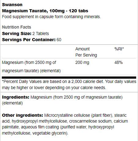 Magnezijev taurat 100 mg - 120 tablet
