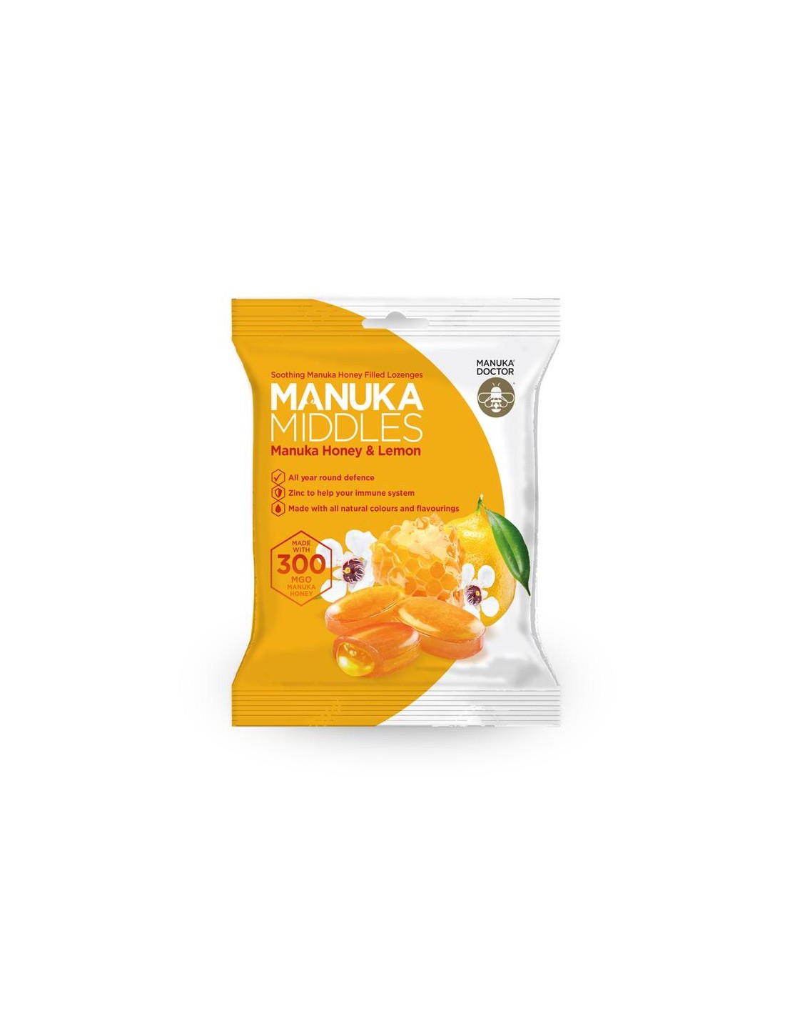 Okusne pastile z Manuka med, cink in limono - Manuka Middles Honey & Lemon MGO 300