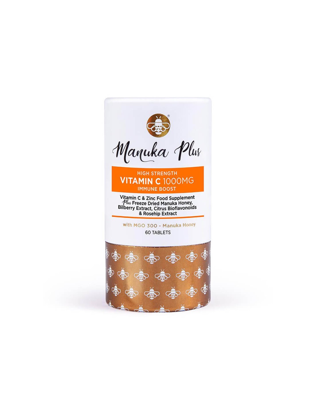 Manuka plus visoka trdnost Vitamin C imunski zagon z MgO 300 / formula za močno imuniteto z medom Manuka, 60 tablet