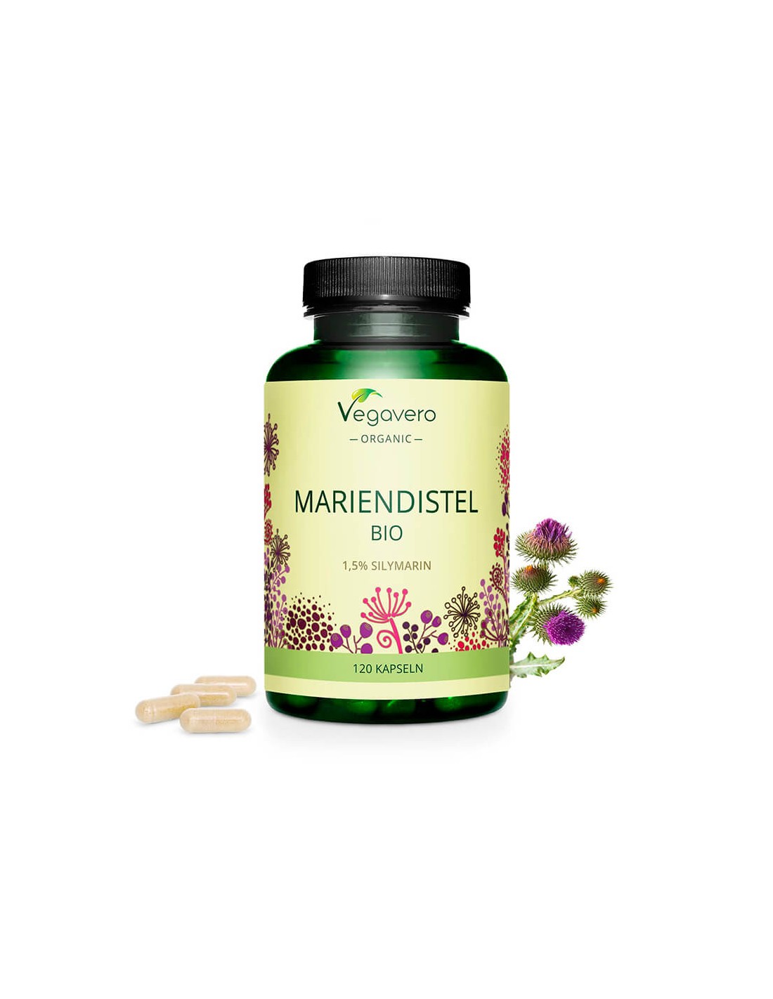 Mariendistel Bio - Bio pegasti badelj, 120 kapsul <tc>Vegavero</tc>