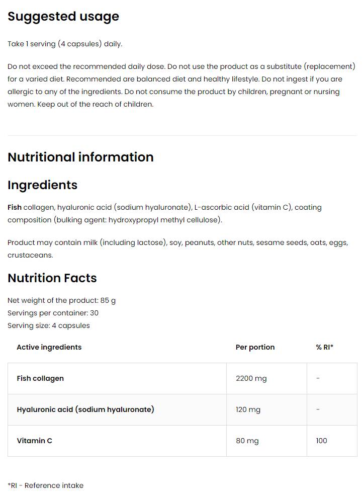 Morska kolagen / + hialuronska kislina in vitamin C - 120 kapsul