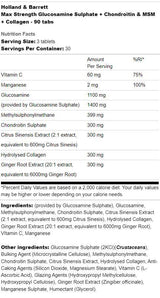 Največja moč glukozamina sulfata | Plus hondroitin, MSM in kolagen - 180 tablet