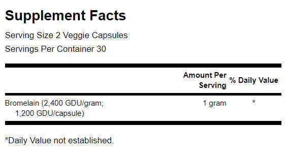 Največja trdnost Bromelain 1.200 GDU 500 mg - 60 kapsul