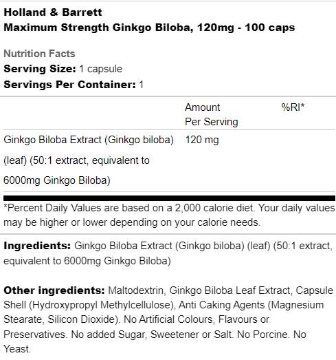 Največja trdnost Ginkgo Biloba 120 mg - 100 kapsul