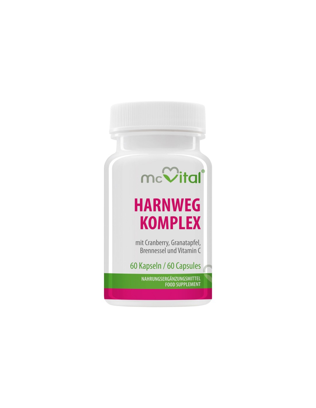 McVital® HarnWeg Komplex - Kompleks za urinarni trakt z brusnico, granatnim jabolkom, koprivo in vitaminom C, 60 kapsul <tc>Vitabay</tc>