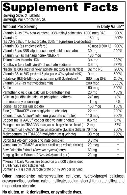 Moška multivitaminska dodatna moč - 60 tablet