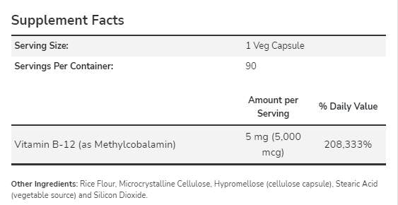 Metil B -12 5000 mcg - 90 kapsul