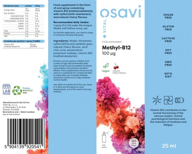 Metil B -12 oralni razpršilec / 100 mcg na razpršilo - 25 ml