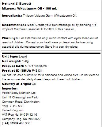 Miaroma WheatGerm olje - 100 ml