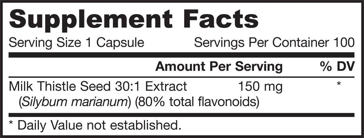 Mlek Thistle 150 mg | Standardizirani 30: 1 ekstrakt - 200 kapsul