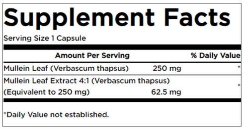 Mulleinski listni ekstrakt 312,5 mg - 60 kapsul