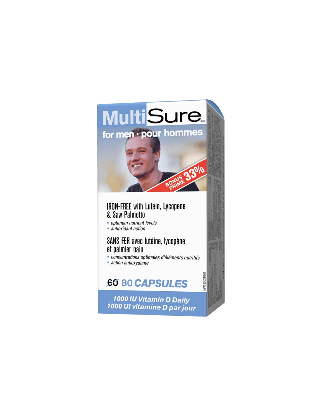 Multisure® Moški / multivitamini za moške (z luteinom, lycopenom in žago Palmetto), 80 kapsul