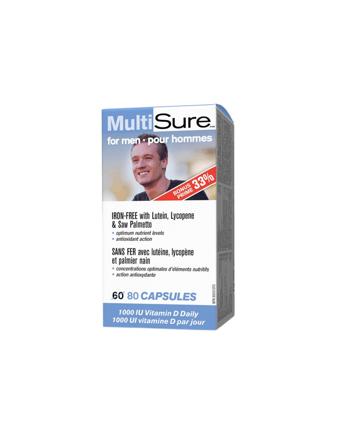 Multisure® Moški / multivitamini za moške (z luteinom, lycopenom in žago Palmetto), 80 kapsul
