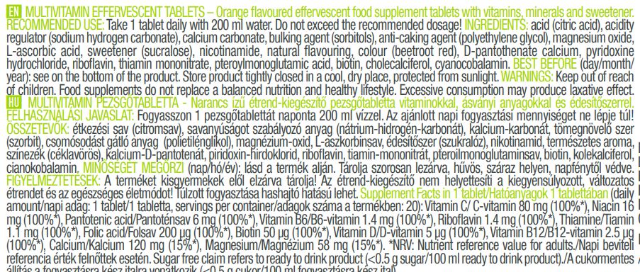 Multivitamin / 20 Effervevescent Tabs
