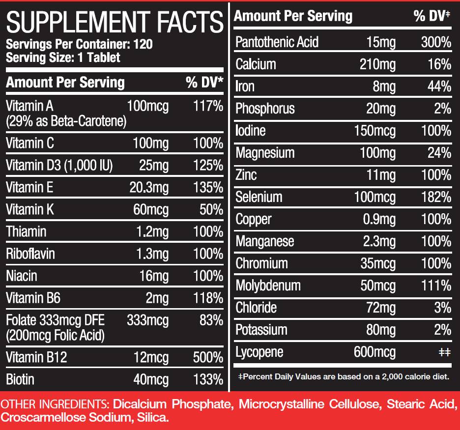 Multivitaminske tablete 120 tablet