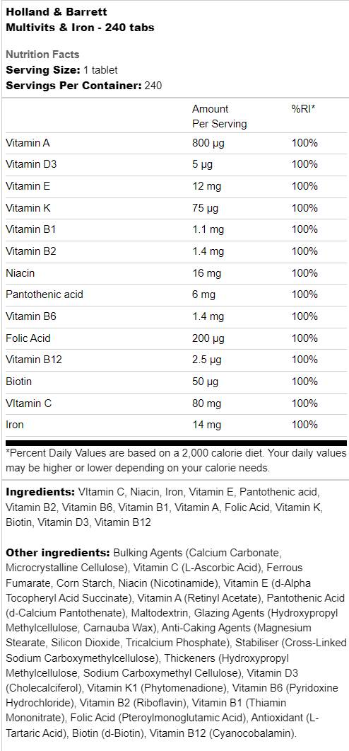 Multivits & Iron - 240 tablet