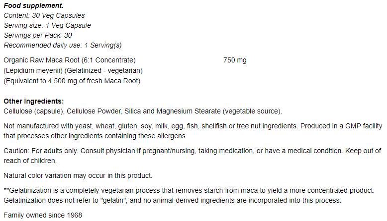 Surova maka 6: 1 koncentrat 750 mg - 30 kapsul