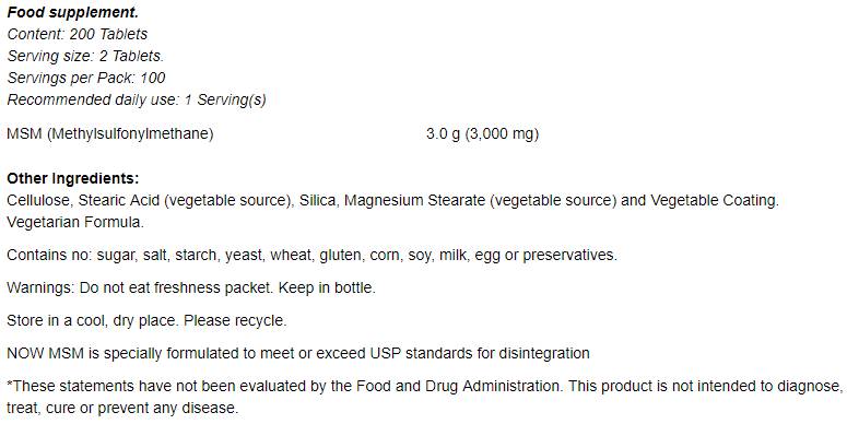 MSM 1500 mg - 200 tablet