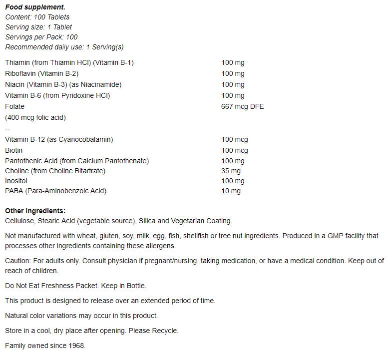 Vitamin B-100 trajno sproščanje/100Tabs