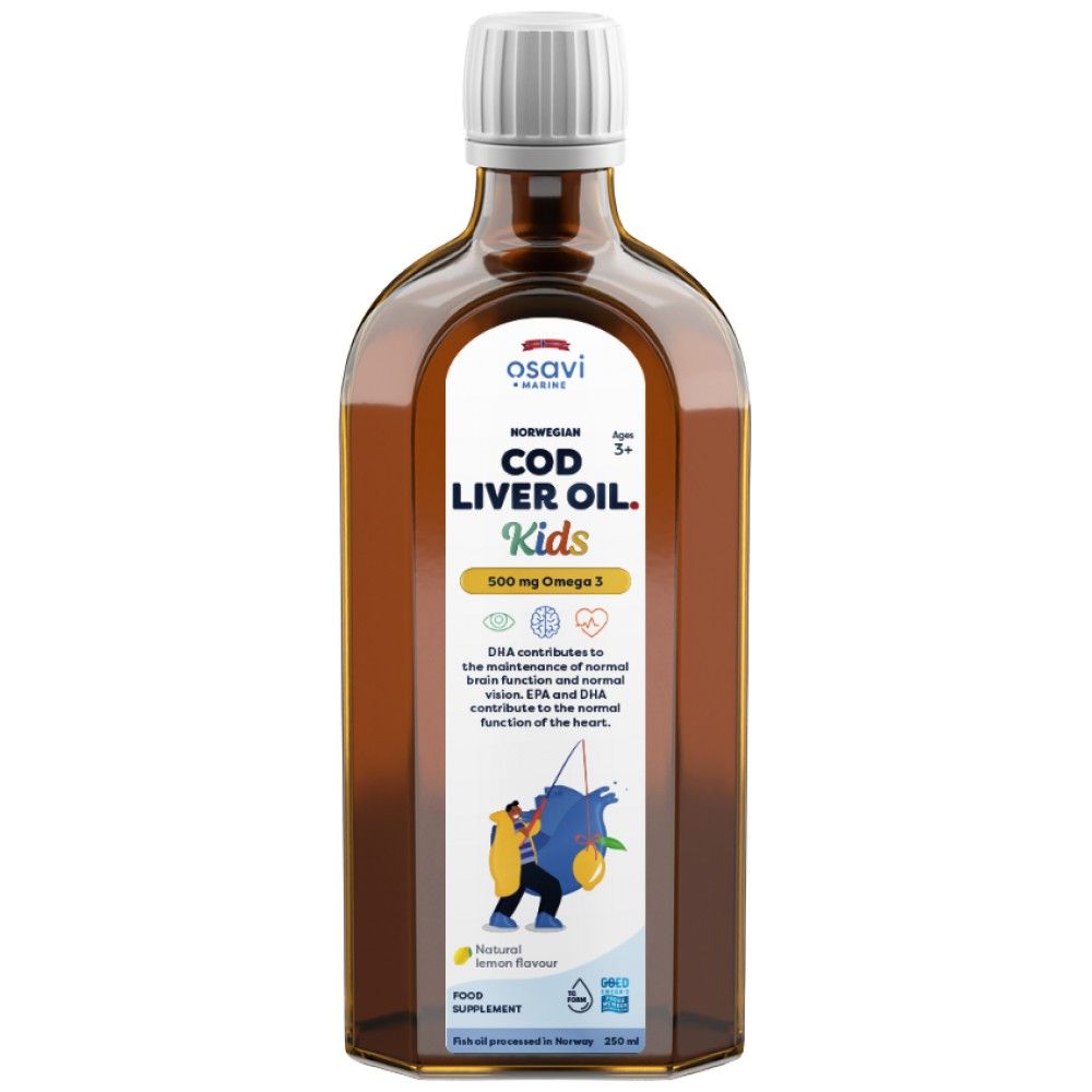 Otroci norveškega jetrnega olja | Tekoča omega z aromo limone - 250 ml