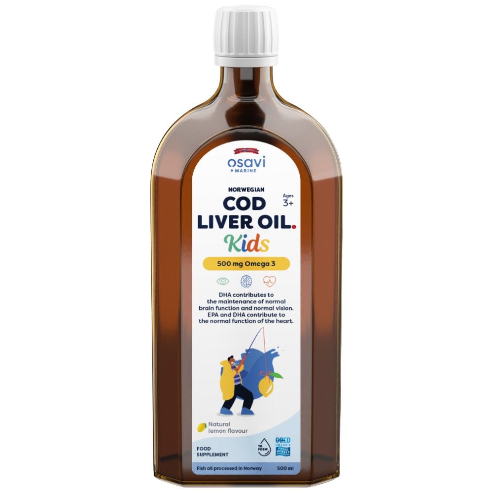 Otroci norveškega jetrnega olja | Tekoča omega z aromatizirano limono - 500 ml