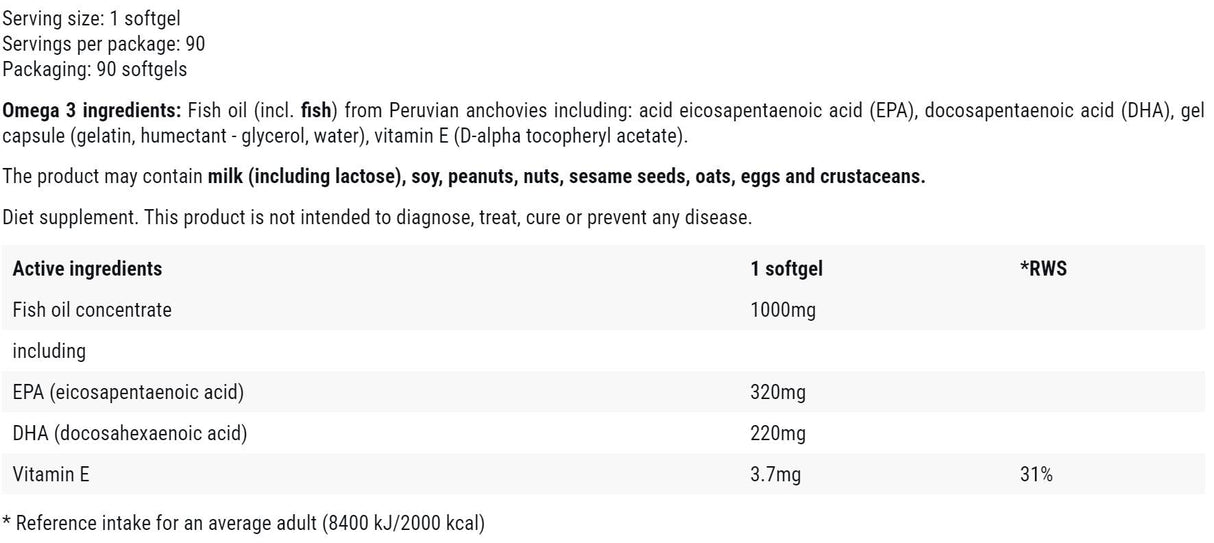 Omega-3 55% | 320 mg EPA + 220 mg DHA - 90 gel kapsul