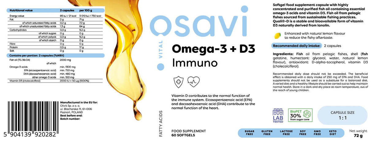 Omega -3 + d3 imuno - 60 gel kapsul