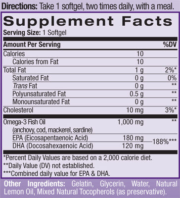 Omega-3 ribje olje 1000mg. 60 softgelov