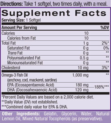 Omega-3 ribje olje 1000mg. / 90 softgelov