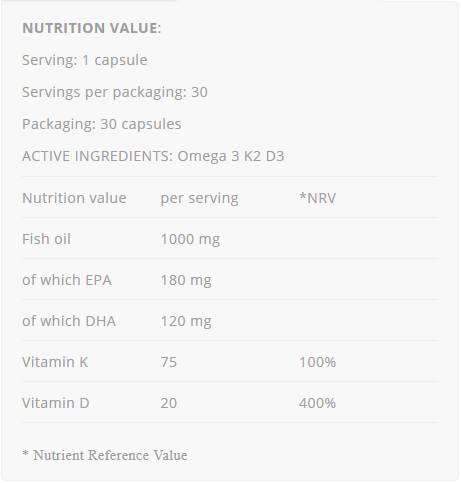 Omega 3 + k2 d3 - 30 gel kapsul