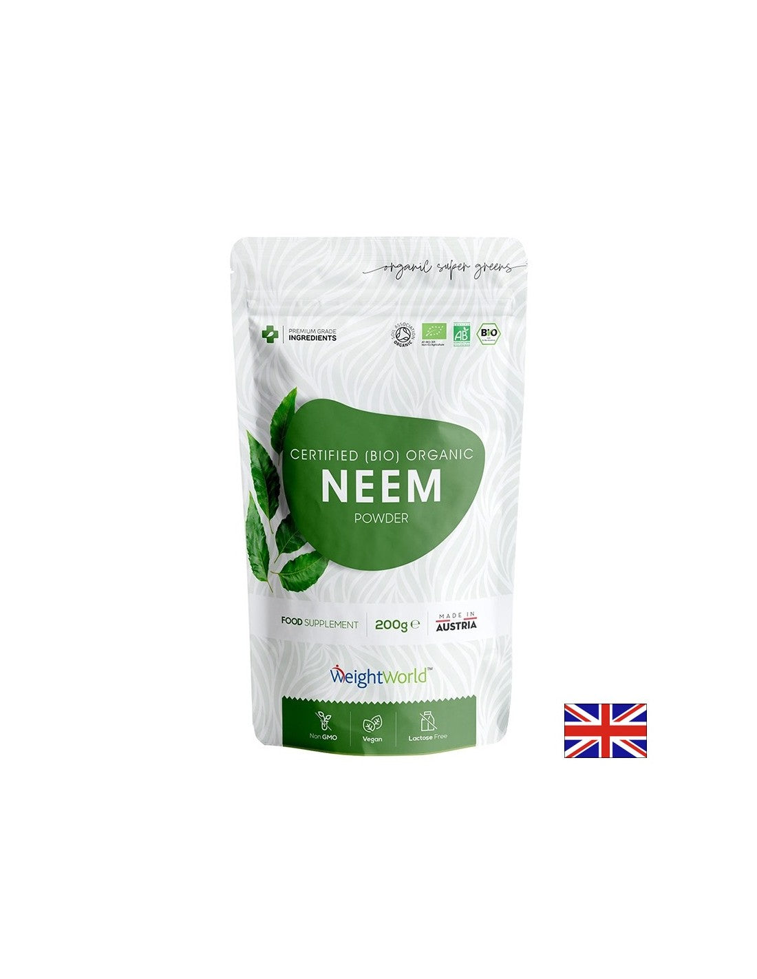 Lepi lasje in koža - neem (list) organski 2 g, prah 200 g - neem