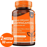 Organic Ashwagandha KSM 66 - Bio Ashwagandha 500 mg 60 Veganskih kapsul