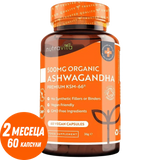 Organic Ashwagandha KSM 66 - Bio Ashwagandha 500 mg 60 Veganskih kapsul