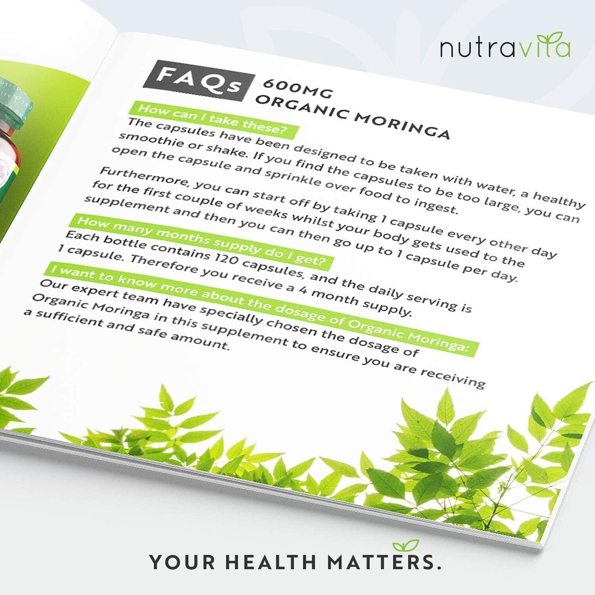 Organic Moringa - Bio Moringa 600 mg 120 veganskih kapsul