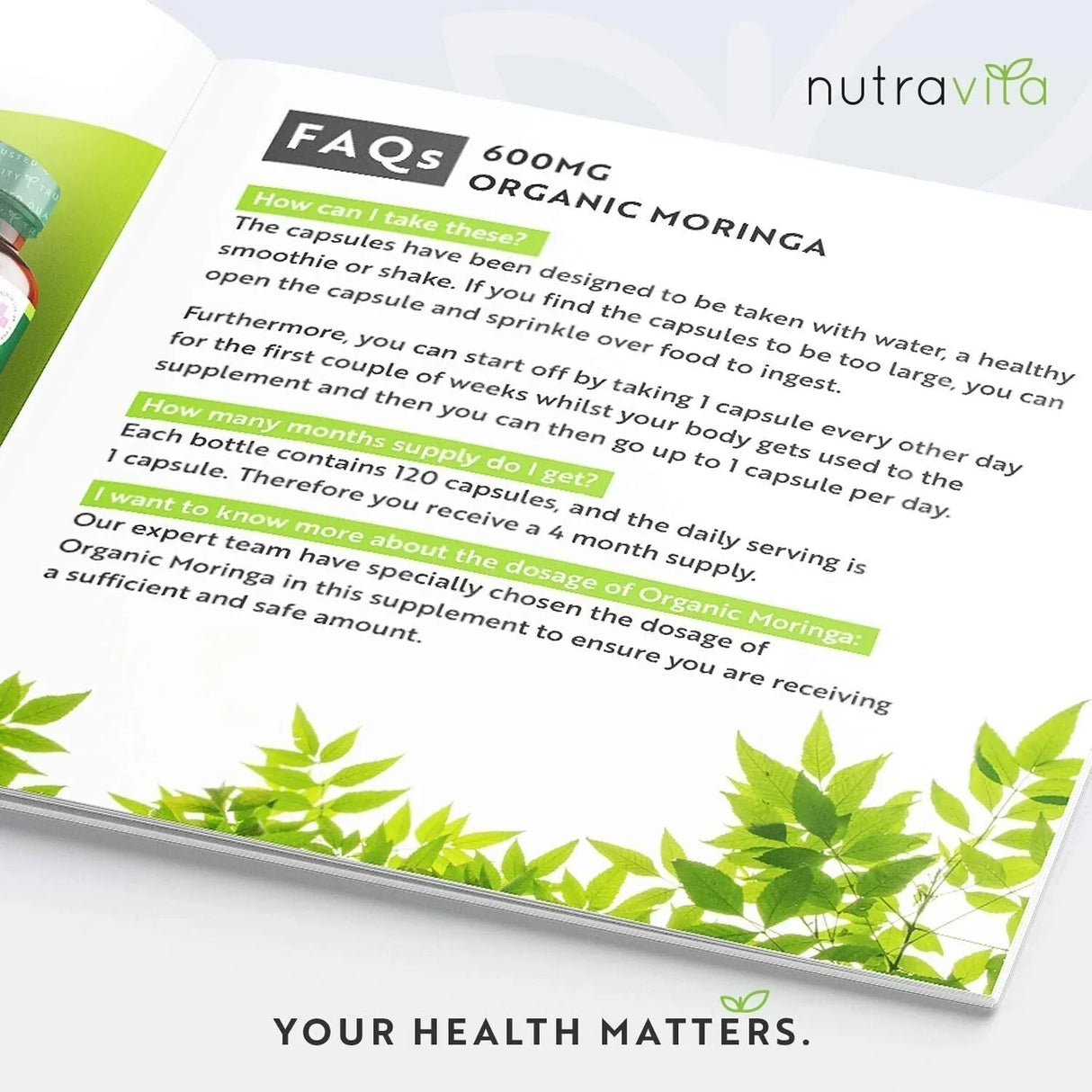 Organic Moringa - Bio Moringa 600 mg 120 veganskih kapsul