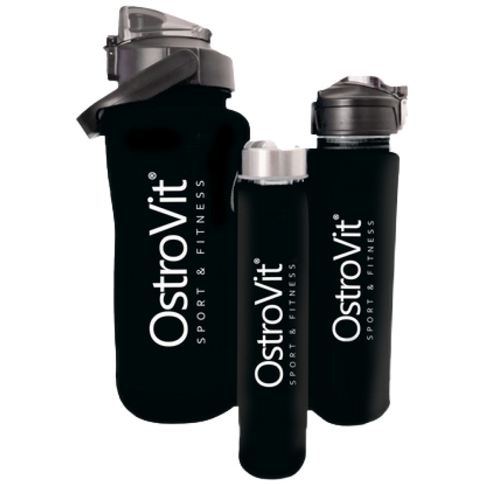 <tc>OstroVit</tc> Steklenice za vodo | 3 v 1 - Črna 2000 + 900 + 500 ml