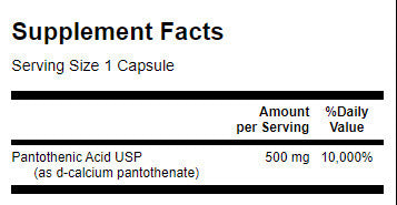 Pantotenska kislina 500 mg - 250 kapsul