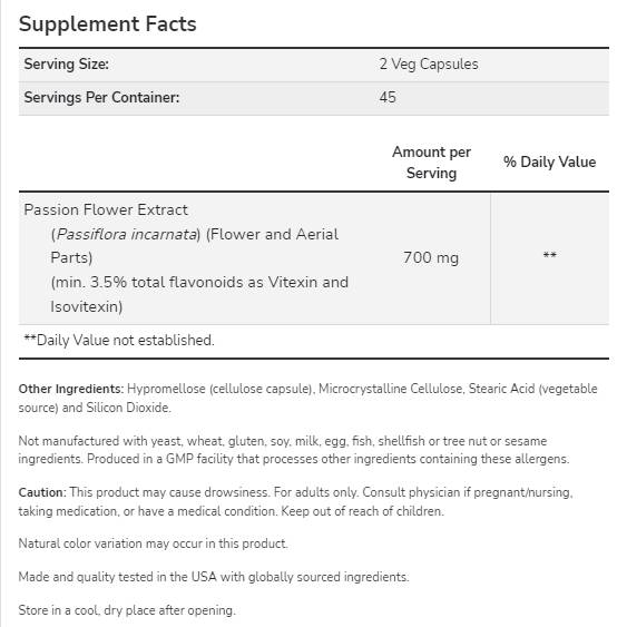 Passion Flower 350 mg - 90 kapsul