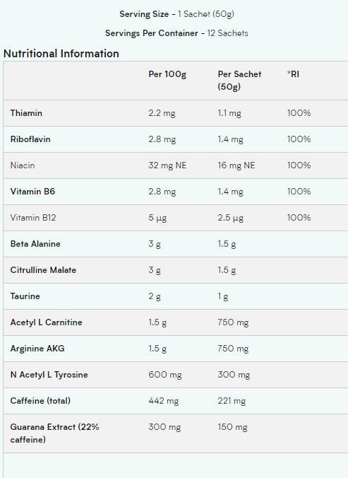 Gel pred vadbo - 12 x 50 gramov