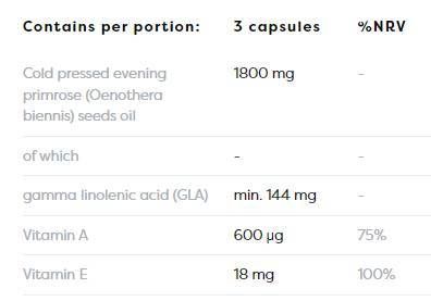 Primrose olje 1800 mg | z vitaminom A&E - 180 gel kapsul