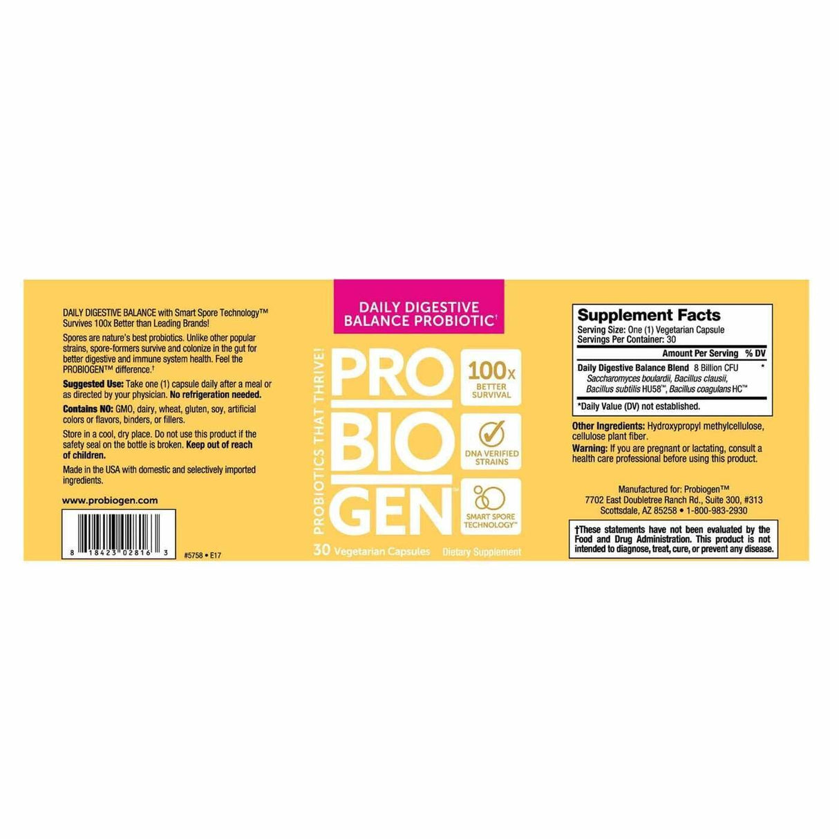 <tc>Probiogen</tc> Dnevno ravnovesje prebave - Probiotik - 30 kapsul