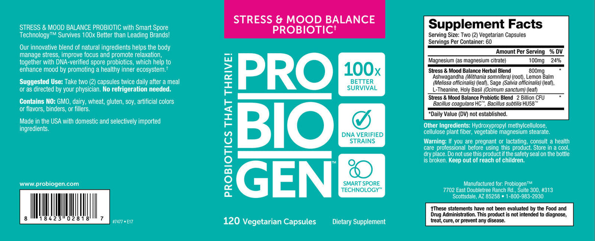 <tc>Probiogen</tc> Stress &amp; Mood Balance Probiotic - Probiotik 120 kapsul
