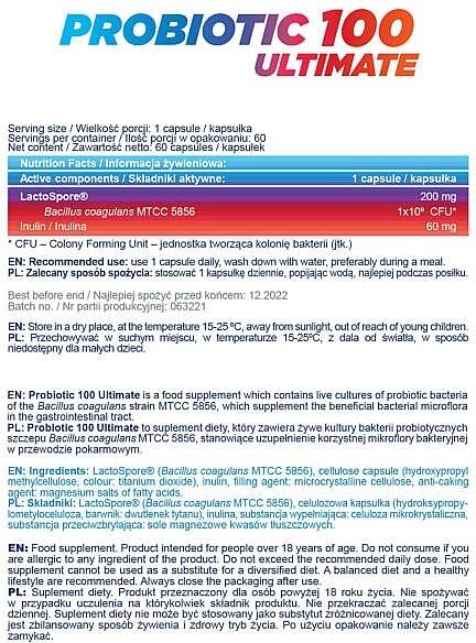 Probiotik 100 Ultimate | Lactospore® - 60 kapsul