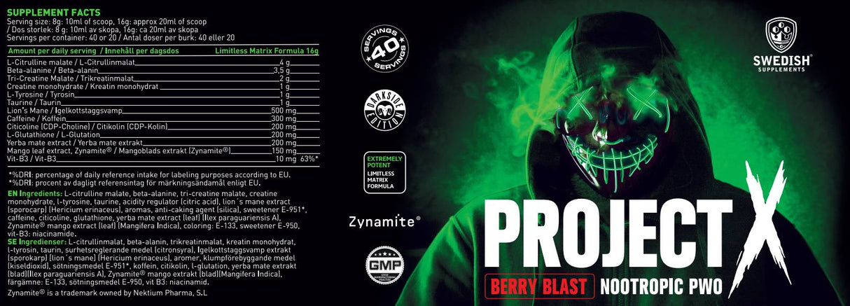 Projekt X 2.0 | Napredni nootropski pred vadbo - 330 gramov