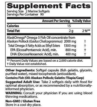 Čisto aljaško ribje olje 1000 mg (180 kapsul, 180 odmerkov) <tc>Doctor's Best</tc>