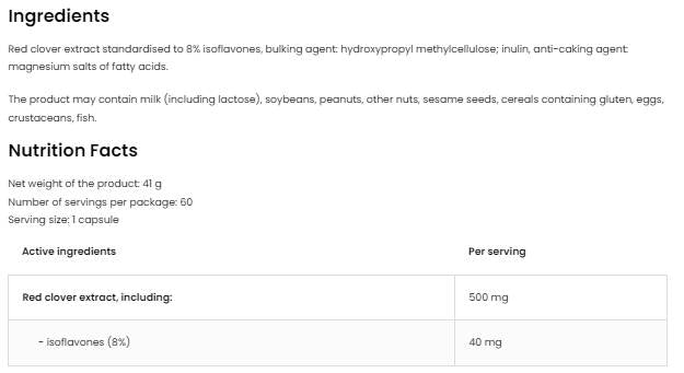 Rdeča detelja 500 mg | z 8% izoflavonov 60 kapsul